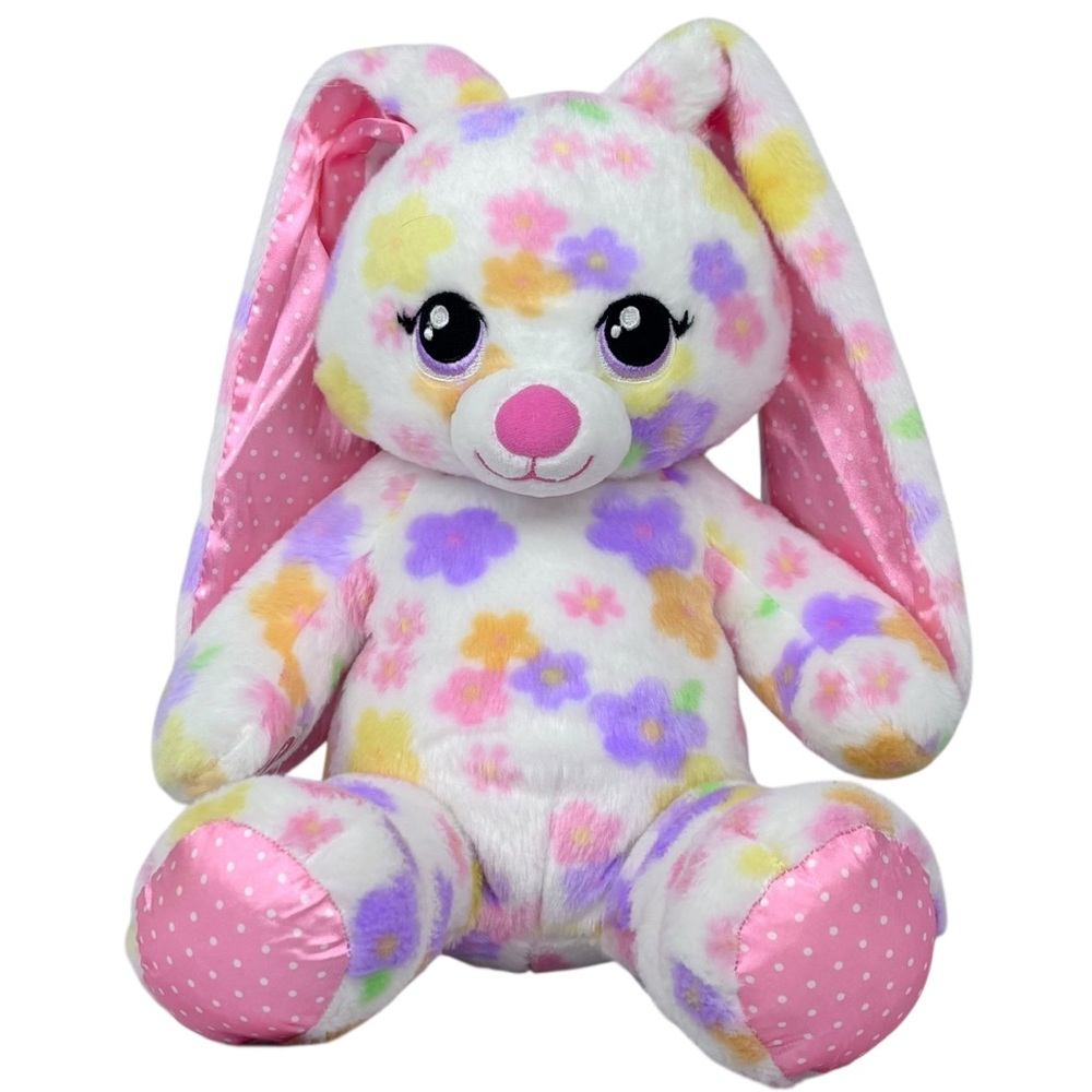 Flower Power Floral Blossom Bunny with Pink Polka Dot Inner Ears Build A Bear